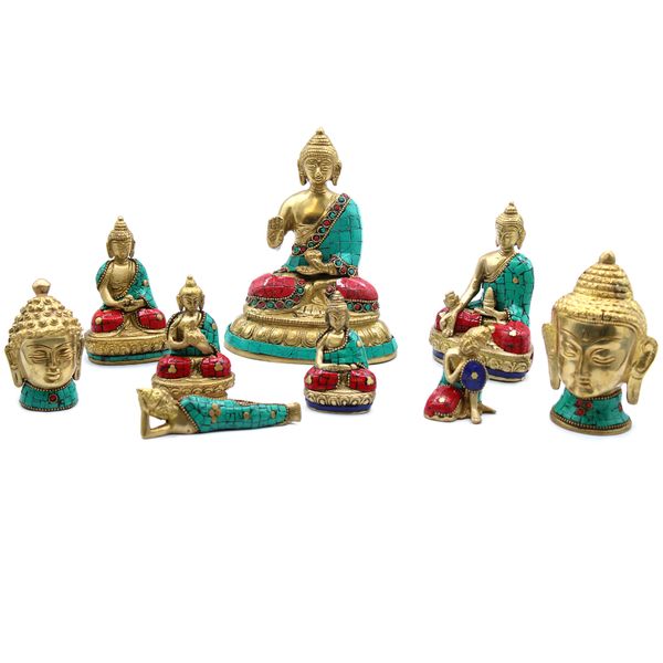 Figurine de Bouddha en Laiton - Mains Vers le Bas - 11,5 cm