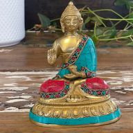 Figurine de Bouddha en Laiton - Bénédiction - 15cm