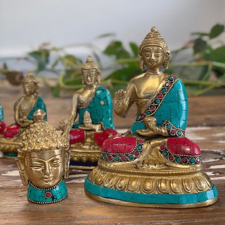 Figurine de Bouddha en Laiton - Mains Vers le Bas - 11,5 cm