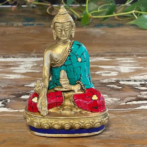 Figurine de Bouddha en Laiton - Mains Vers le Bas - 11,5 cm