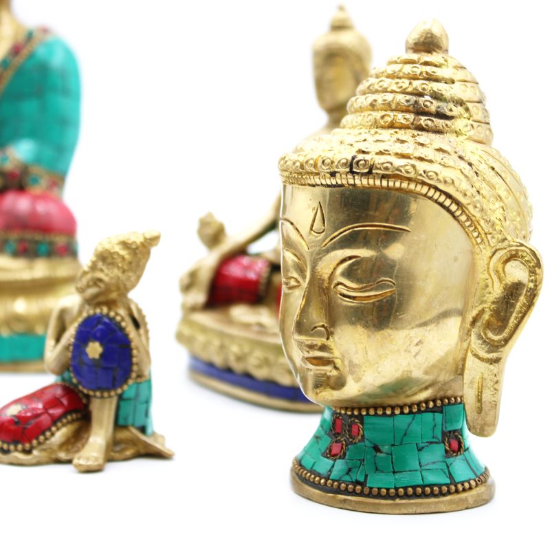 Figurine de Bouddha en Laiton - Tête Med - 8 cm