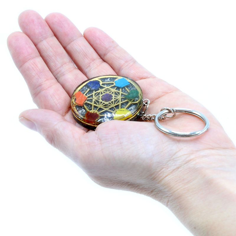 Porte-clés Orgonite - Rond Sept Chakra
