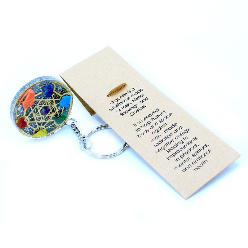 Porte-clés Orgonite - Rond Sept Chakra
