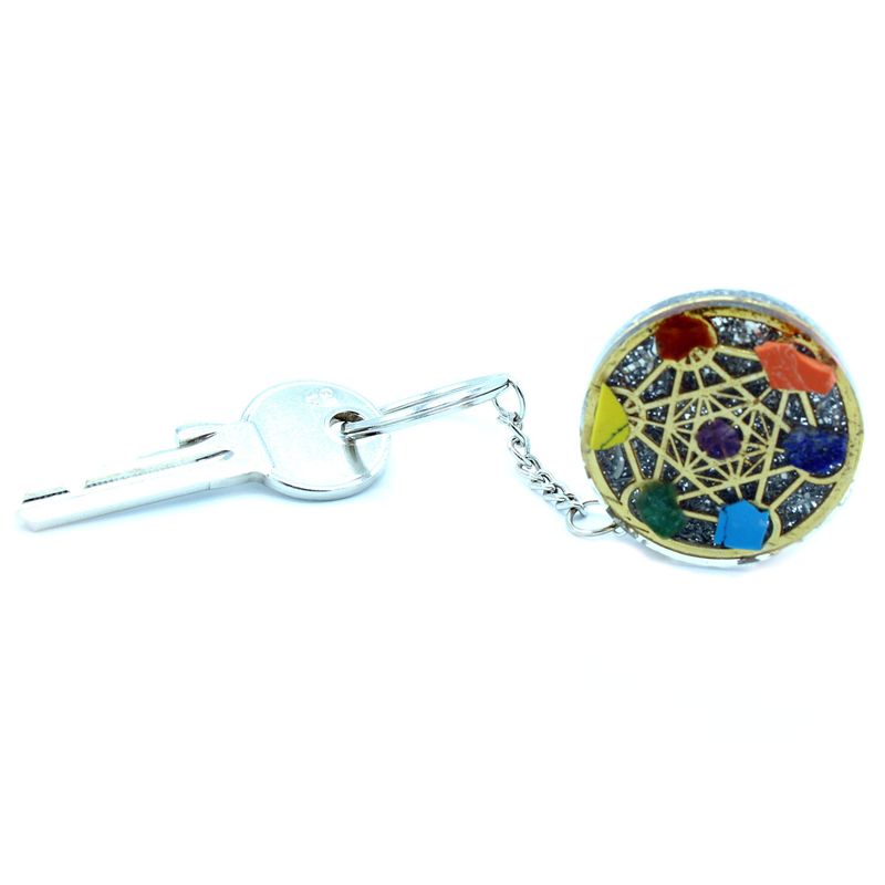 Porte-clés Orgonite - Rond Sept Chakra