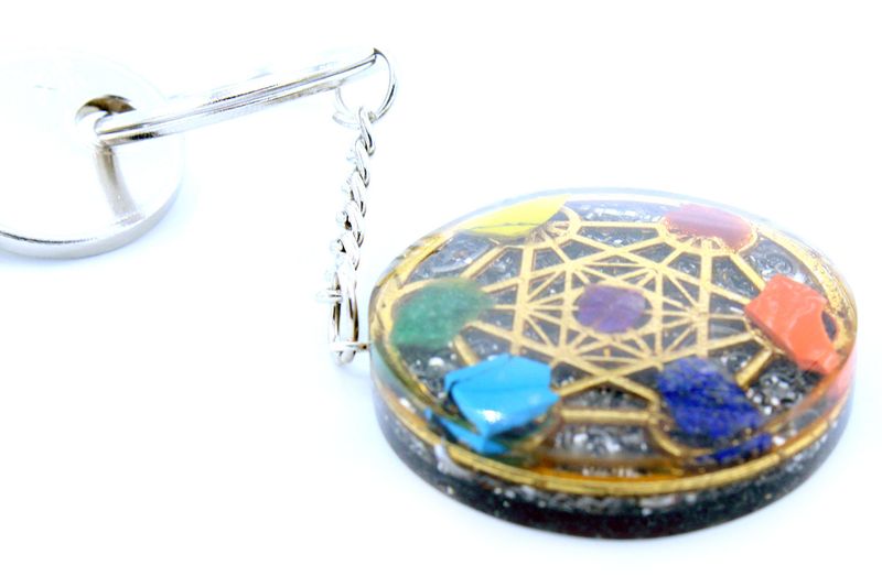 Porte-clés Orgonite - Rond Sept Chakra