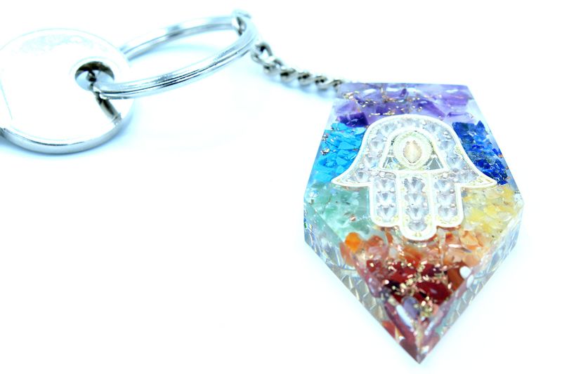 Porte-clés Orgonite - Gemmes Chakra Hamsa