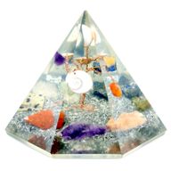Pyramid Orgonite 7 cotés - Gemmes & Arbre de Sagesse - 90mm