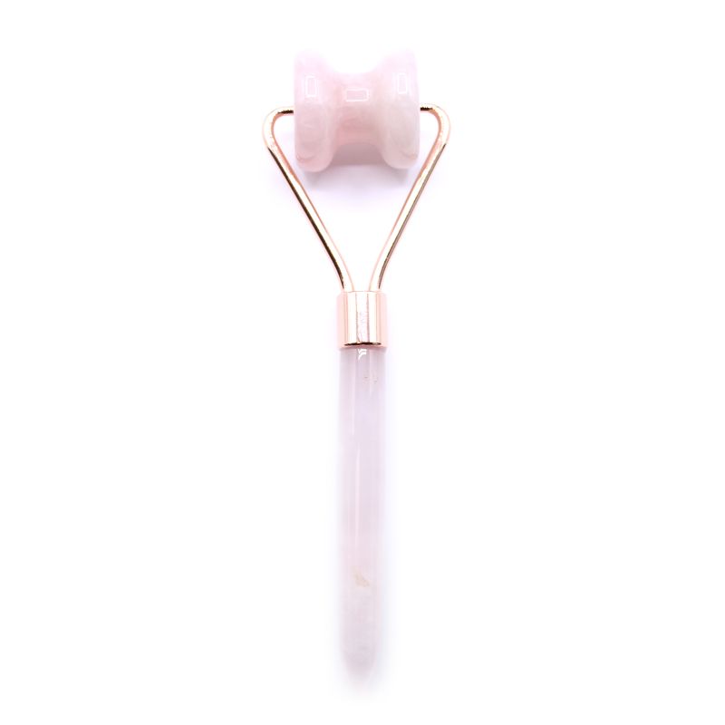 Rouleau de massage mâchoire en pierres précieuses - Quartz rose