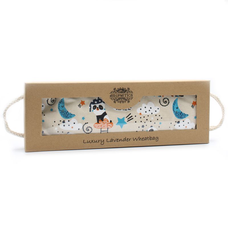 Sac de blé de luxe à la lavande dans une boîte cadeau - Panda endormi
