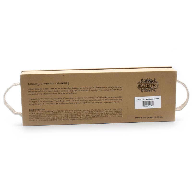 Sac de blé lavande de luxe dans une boîte cadeau - Girafe de Madagascar