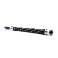 Baguette de guérison torsadée - Sphère d'améthyste argentée