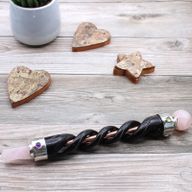 Baguette de guérison en spirale - Pipe en cuivre Quartz rose