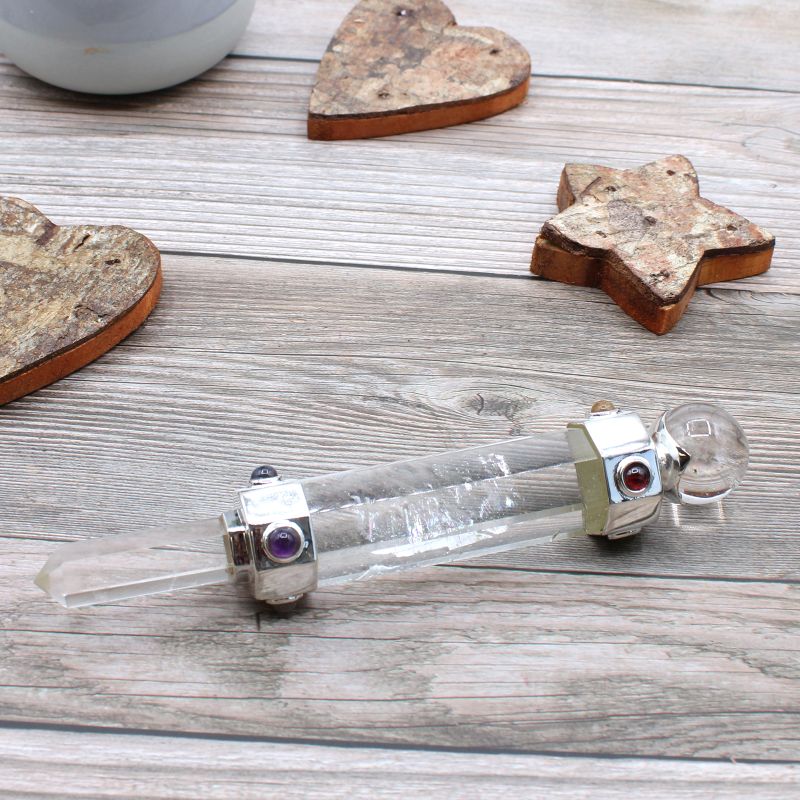 Baguette de guérison en cristal hexagonal - 12cm - Quartz de roche