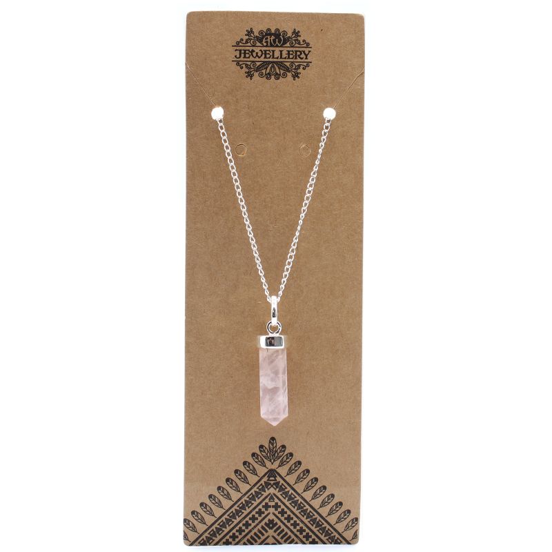Pendentif pointe classique en pierres précieuses - Quartz rose