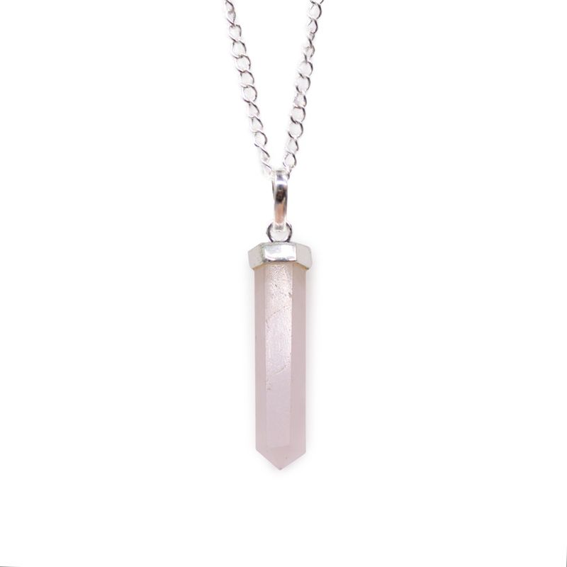 Pendentif pointe classique en pierres précieuses - Quartz rose