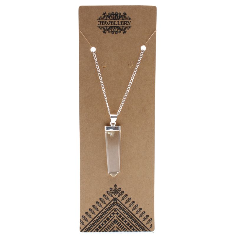 Pendentif crayon plat en pierres précieuses - Quartz de roche