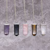 Pendentif crayon plat en pierres précieuses - Quartz de roche