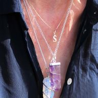 Pendentif crayon plat en pierres précieuses - Quartz de roche
