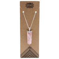 Pendentif Crayon Plat Pierres Précieuses - Quartz Rose