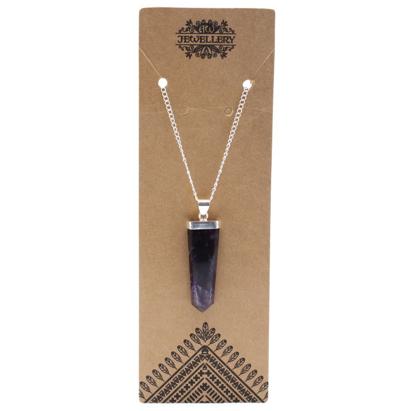 Pendentif Crayon Plat Pierres Précieuses - Améthyste