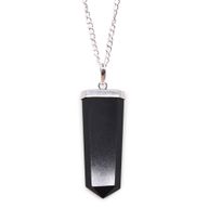 Pendentif Crayon Plat Pierres Précieuses - Agate Noire