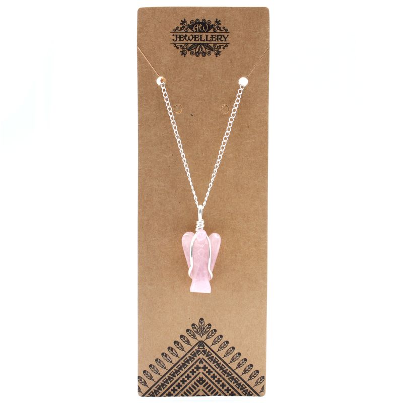 Pendentif Ange Gardien Pierre Précieuse - Quartz Rose