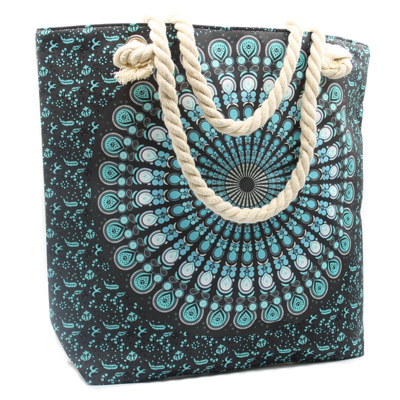 Sac Mandala avec Poignée en Corde- Deep Blue