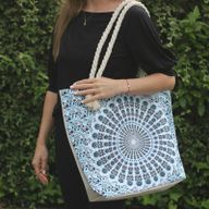 Sac Mandala avec Poignée en Corde - Sky Blue