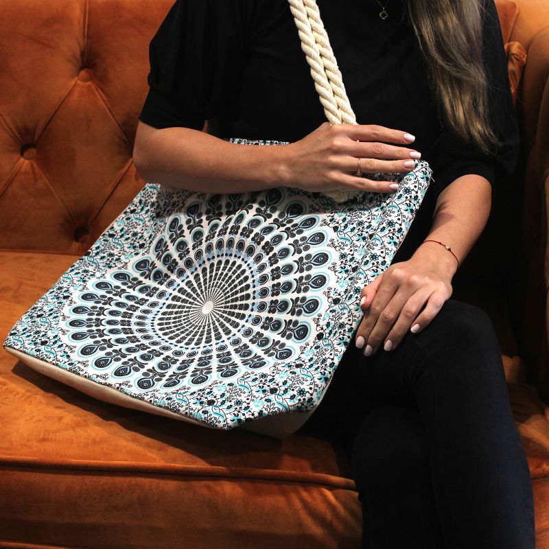 Sac Mandala avec Poignée en Corde - Sky Blue