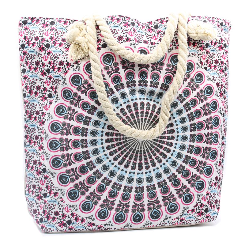Sac Mandala avec Poignée en Corde - Electric Blue