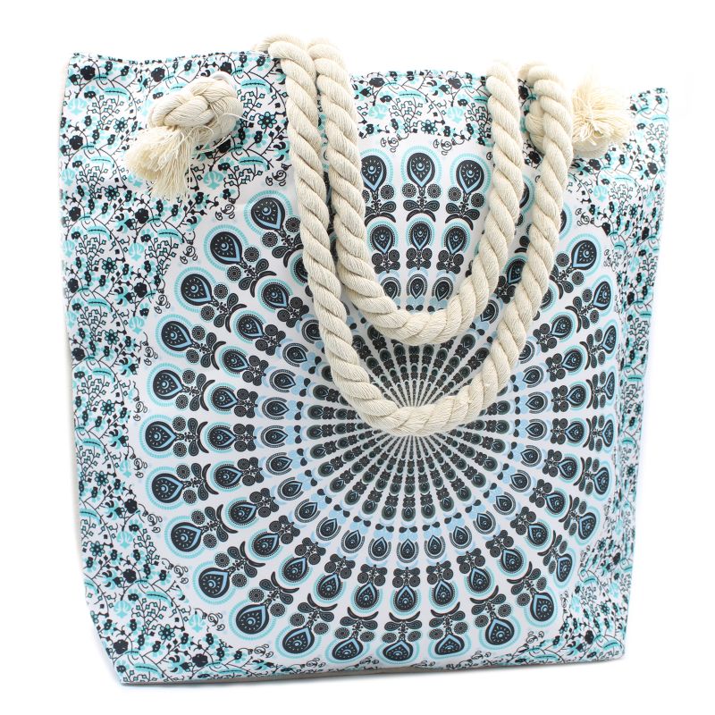 Sac Mandala avec Poignée en Corde - Sky Blue