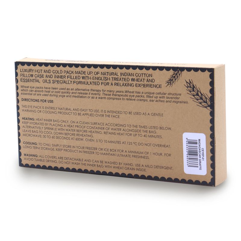 Coussin pour les yeux en coton naturel lavande et Juco dans une boîte cadeau - Girafe de Madagascar