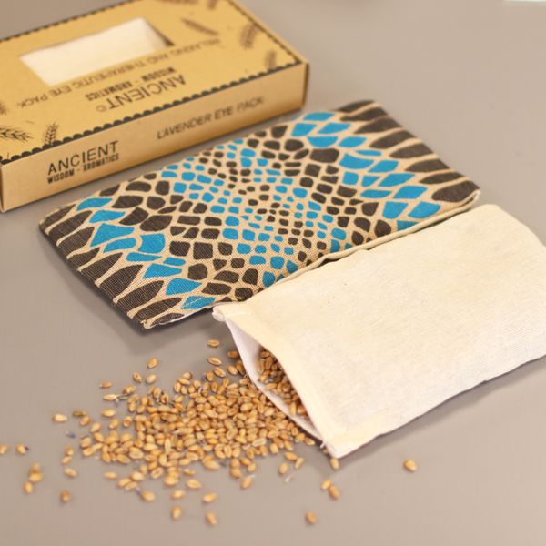 Coussin pour les yeux en coton naturel lavande et Juco dans une boîte cadeau - Bleu Viper