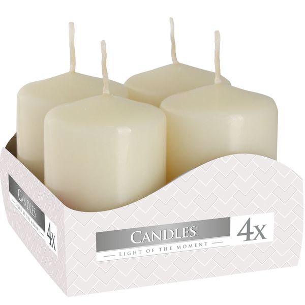 Set de 4 Bougies Pilier 40x60mm - Ivoire