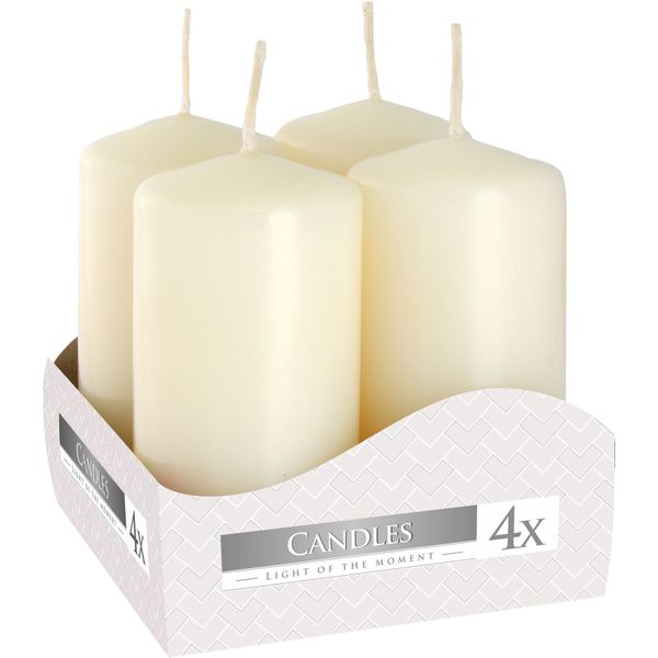 Set de 4 Bougies Pilier 40x80mm - Ivoire