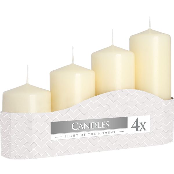 Set de 4 Bougies Pilier 50mm (11/16/22/33H) - Ivoire