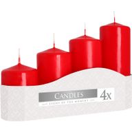 Set de 4 Bougies Pilier 50mm (11/16/22/33H) - Rouge