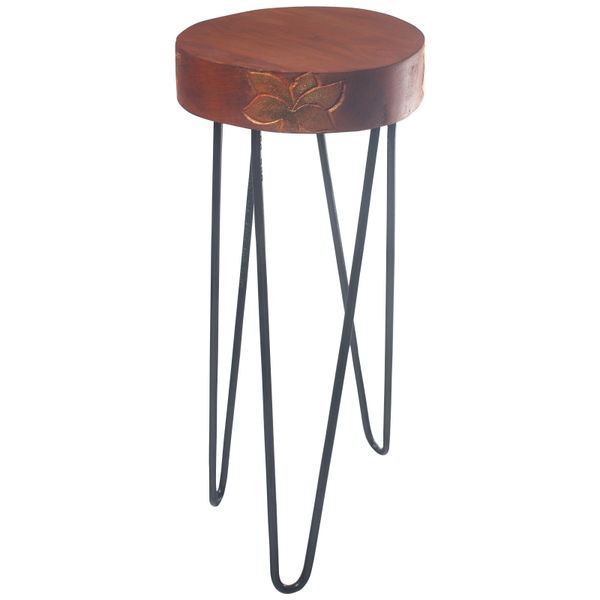 Support à Plantes en Bois Albasia - Terracotta & détail noir