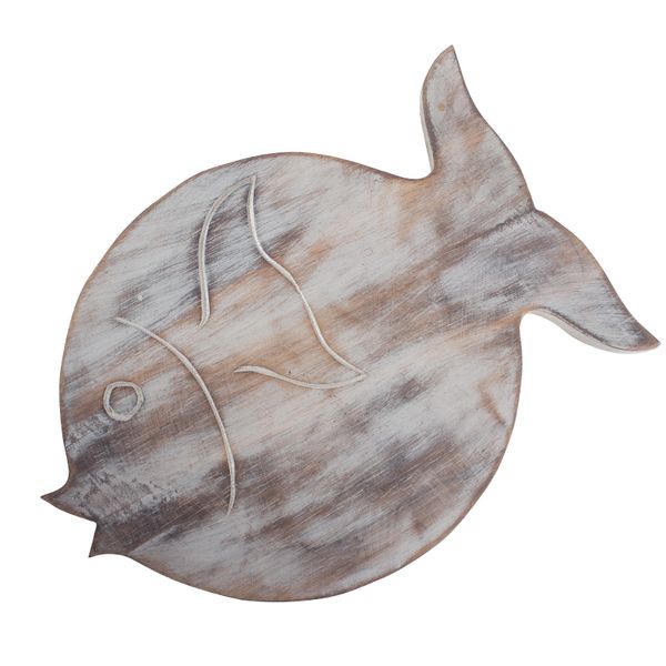 Support pour Plante Forme Poisson en Bois Albésia - Blanchi à la Chaux