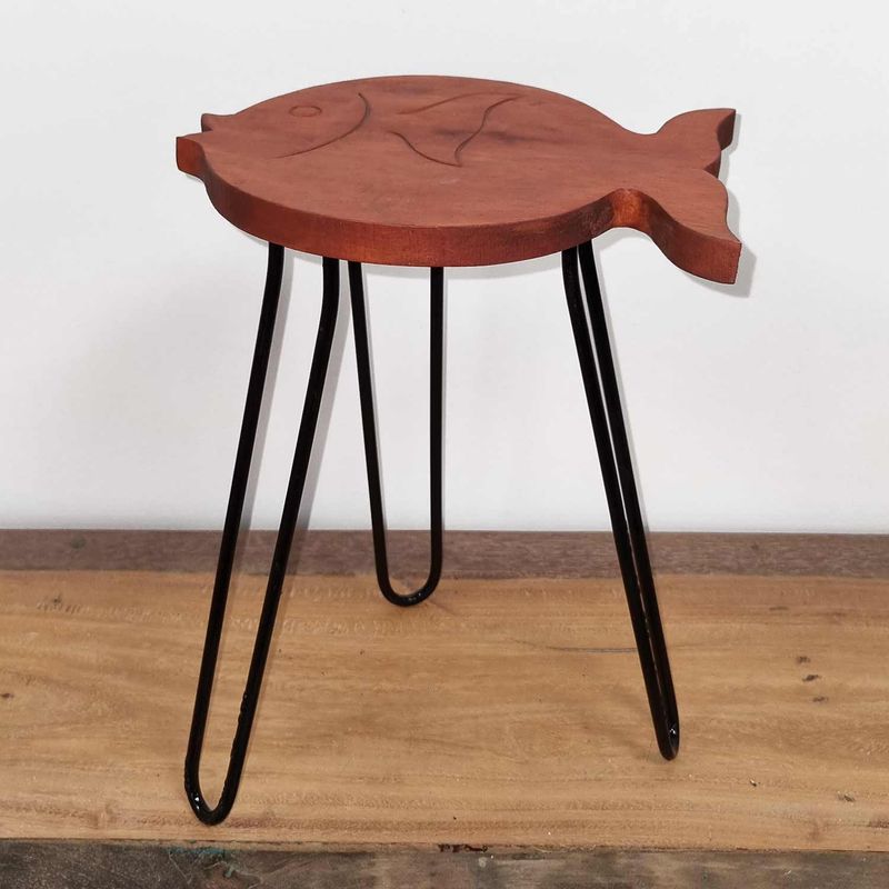 Support pour Plante Forme Poisson en Bois Albésia - Terre Cuite
