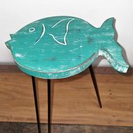 Support pour Plante Forme Poisson en Bois Albésia - Turquoise