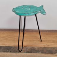 Support pour Plante Forme Poisson en Bois Albésia - Turquoise