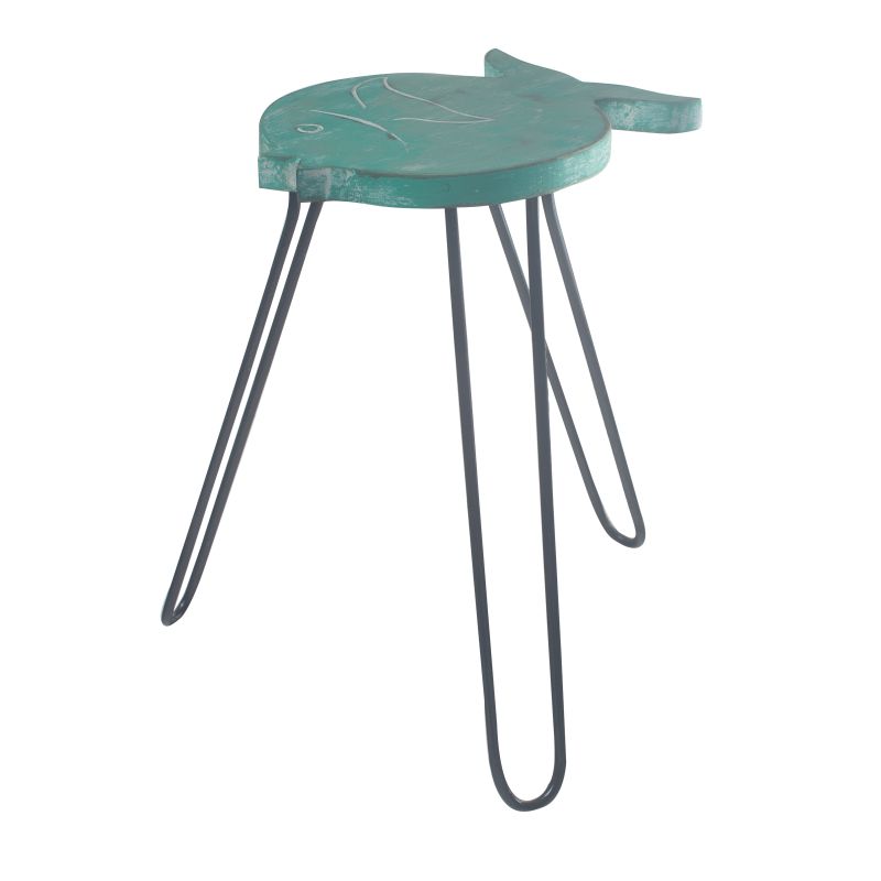 Support pour Plante Forme Poisson en Bois Albésia - Turquoise