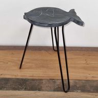 Support pour Plantes en Forme de Poisson en Bois Albésia - Gris Délavé
