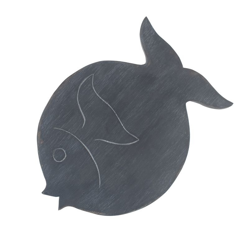 Support pour Plantes en Forme de Poisson en Bois Albésia - Gris Délavé
