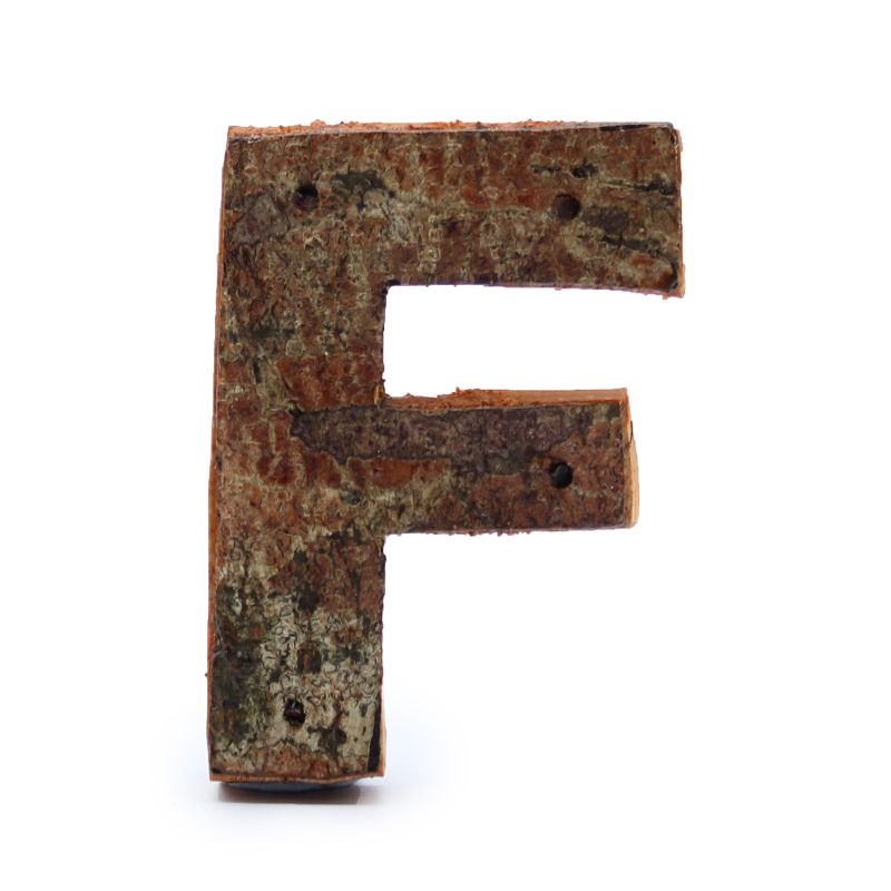 Lettre Écorce Rustique - "F" - 7cm
