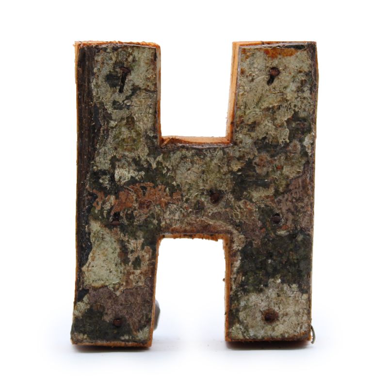 Lettre Écorce Rustique - "H" - 7cm