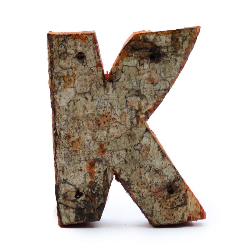 Lettre Écorce Rustique - "K" - 7cm