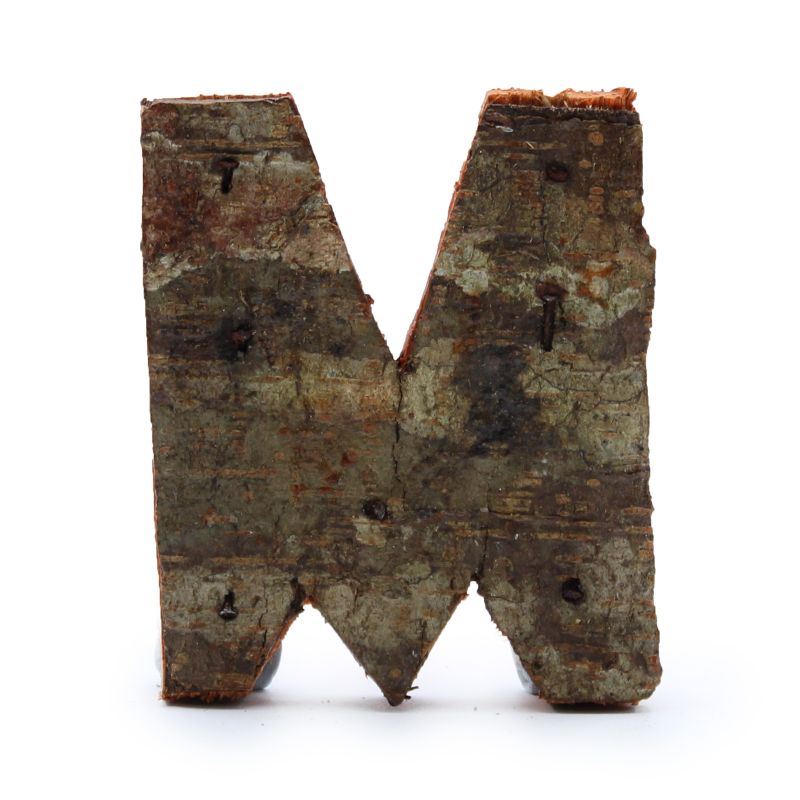 Lettre Écorce Rustique - "M" - 7cm