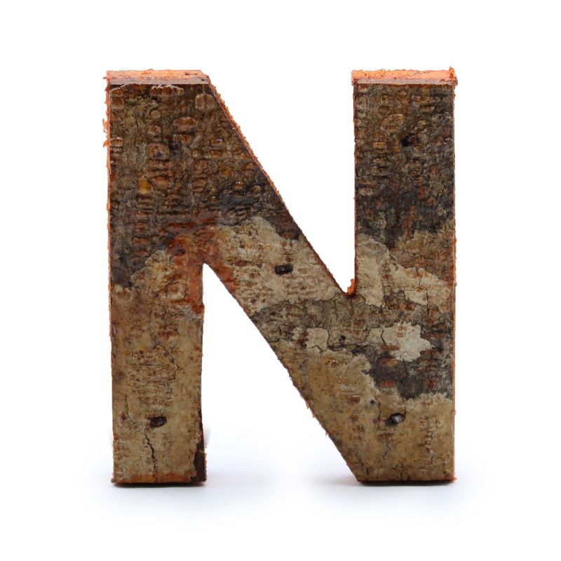 Lettre Écorce Rustique - "N" - 7cm